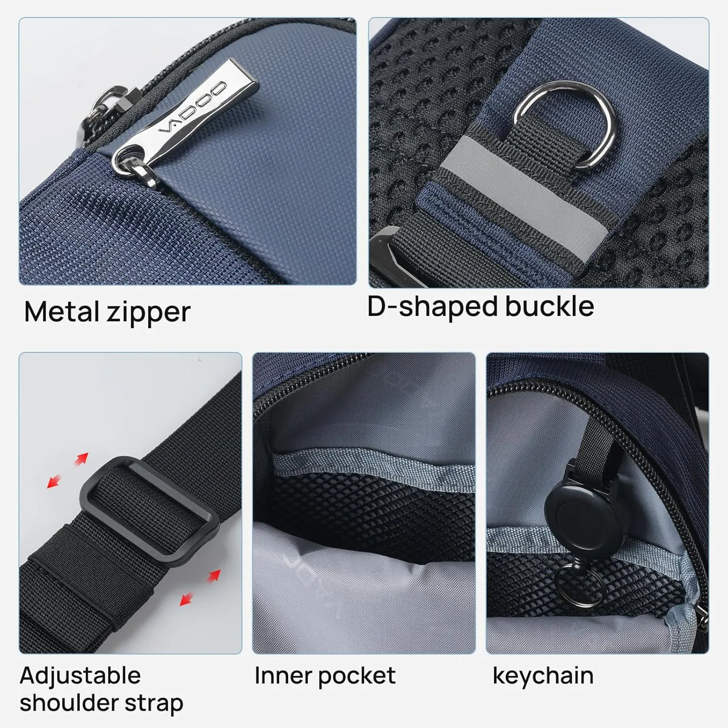 VADOO Sling Bag, Small Crossbody Bag with RFID Blocking for Women and Men, Lightweight Chest Phone Mini Bag for Travel Casual