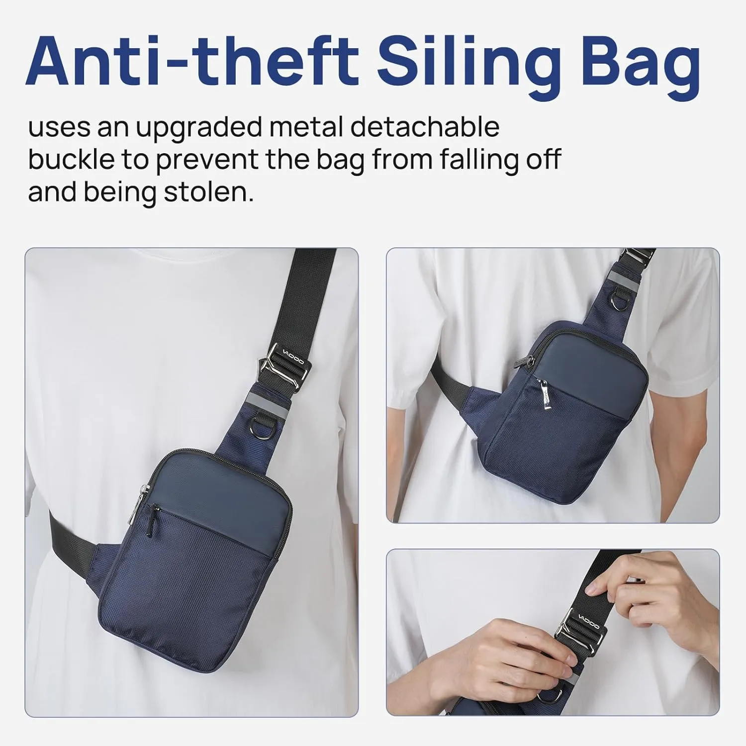 VADOO Sling Bag, Small Crossbody Bag with RFID Blocking for Women and Men, Lightweight Chest Phone Mini Bag for Travel Casual