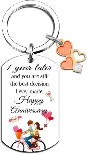 Valentines Day Gifts for Him Her 1 Year Anniversary for Couple Couple Keychain Valentines Day Sweetest Day Gifts One Year Paper Anniversary Best Gift Valentines Day Cards