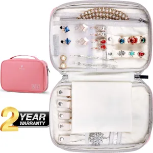 VASCO Travel Jewelry Organizer Roll - Portable Travel Jewelry Case - Compact Jewelry Bag - Jewelry Roll for Necklaces, Earrings, Rings and More - Easy to Carry Jewelry Box for Women