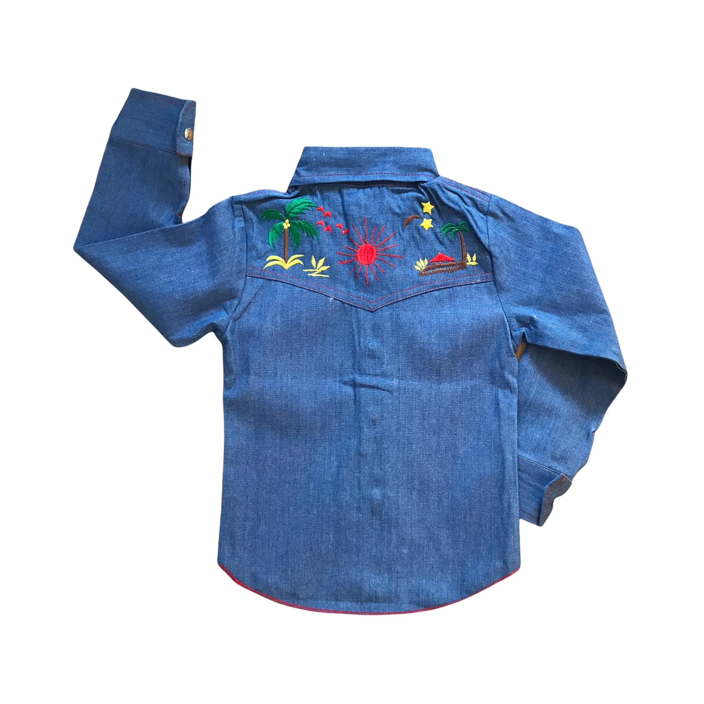 Vintage 1960s Embroidered Denim Shirt /  5-6Y