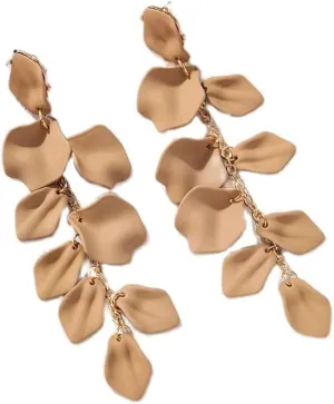 Vintage Long Acrylic Romantic Leaves Rose Petal Dangle Earrings Exaggerated Flower Drop Statement Floral Tassel Earrings for Women Jewelry