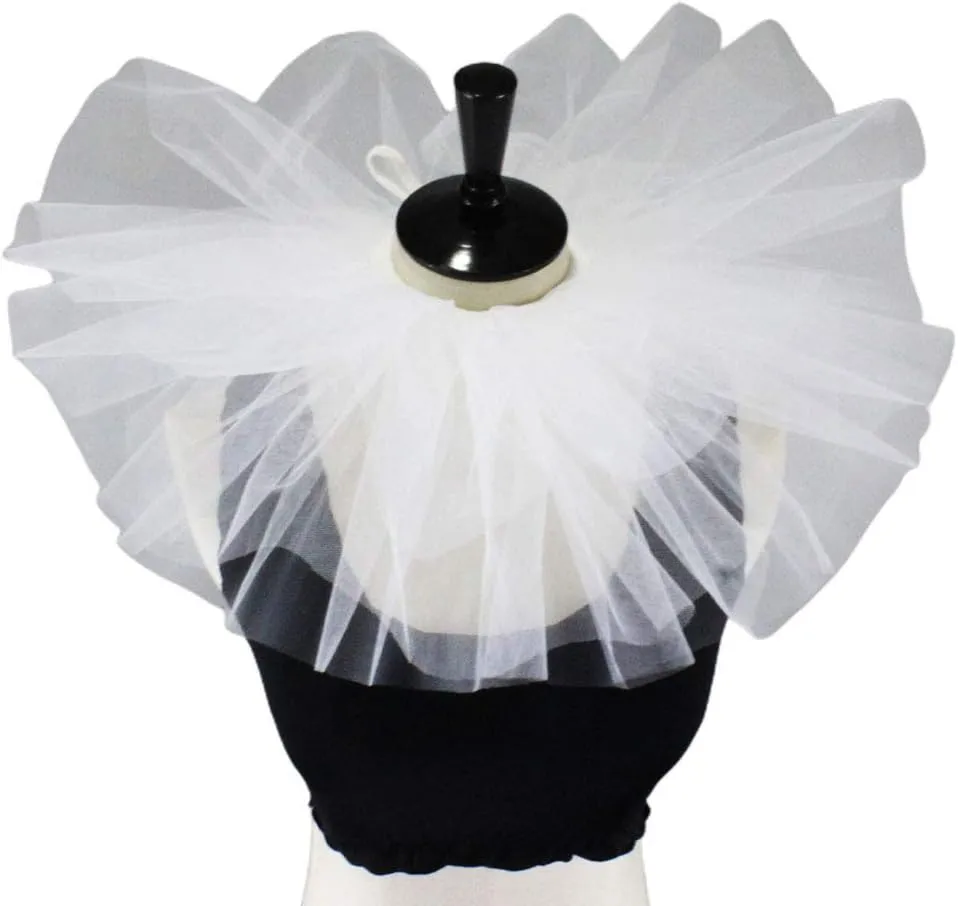 Vintage Mesh Neck Ruff Tulle Ruffle Collar Renaissance Halloween Cosplay Choker,Neck Shawl, 38cmx20cm, White