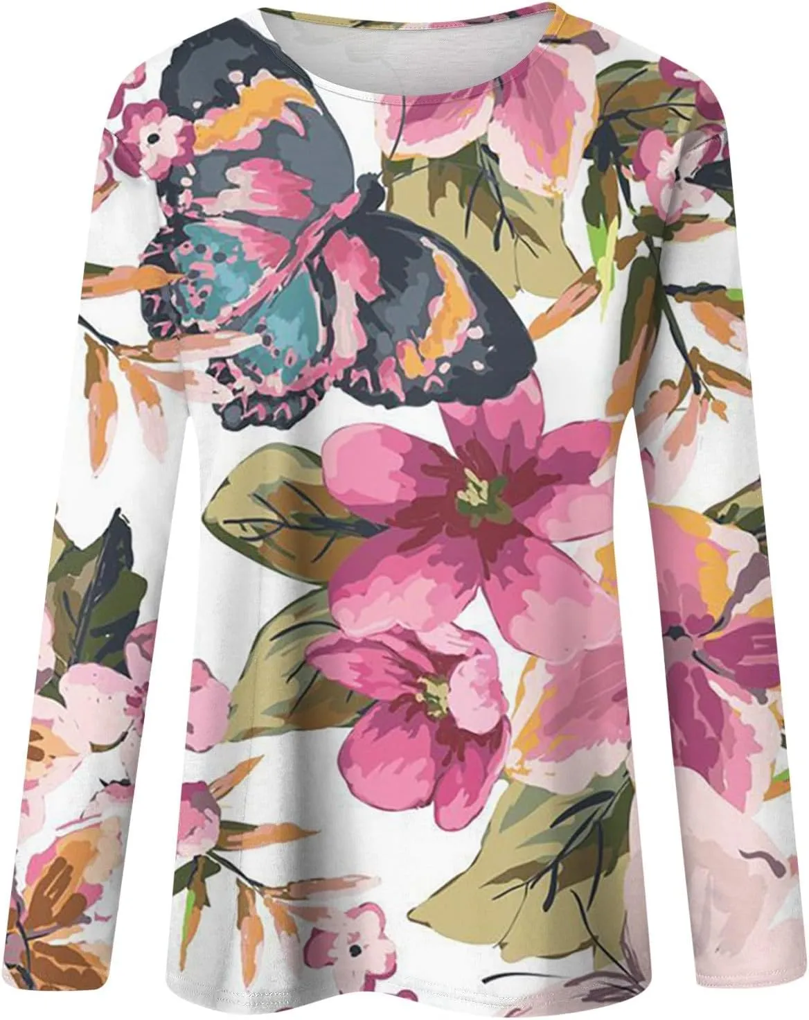 Vintage Tees for Women Women's Fashion Casual Round Neck Long Sleeve Printed T-Shirt Top