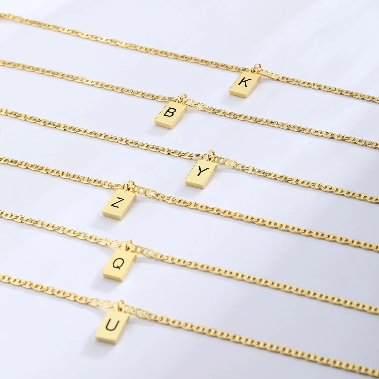VIROMY Initial Ankle Bracelets for Women Gold Letter Anklets Handmade Layered Bead Link Tag Initial Anklets Jewelry Gift
