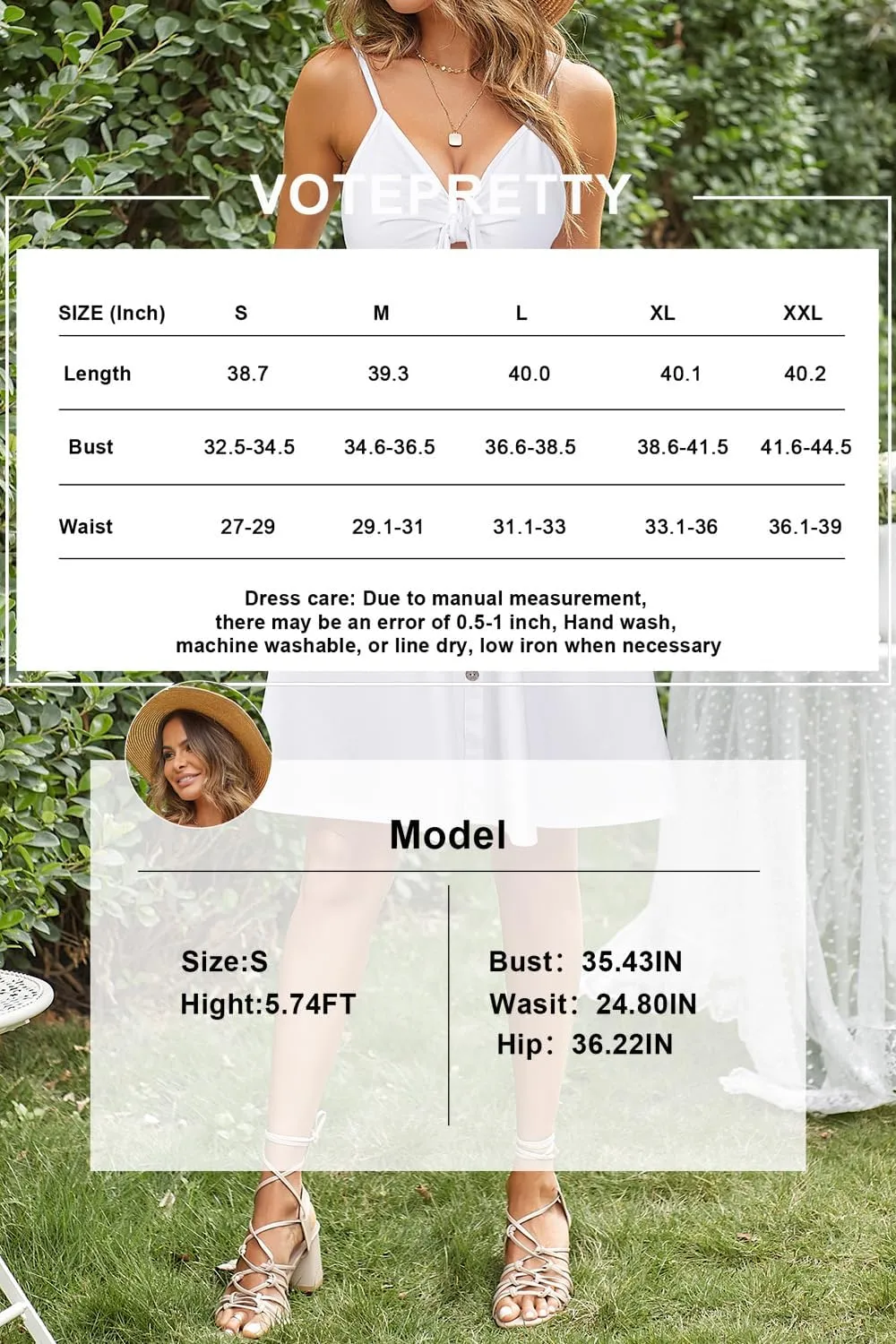 VOTEPRETTY Women's Summer Dresses Spring Sundresses Beach Clothes Outfit Vacation 2024 V Neck Casual Tropical Resort Hawaiian