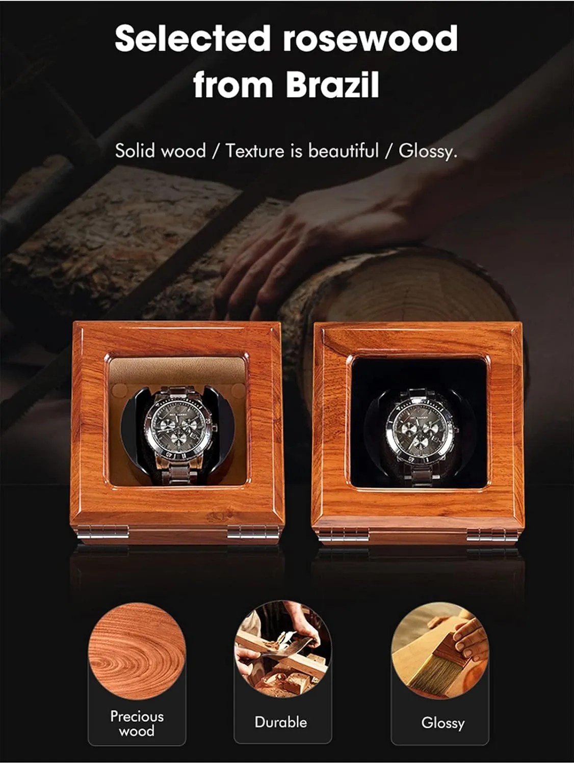 Watch Display Box Watch Winder Motor for Automatic Mechanical Watch Luxury Dual Motor Shaker Watch Clock Winder (Beige 1 0)