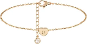 WEARON Anklet for Women, 14K Gold Plated Simple Summer Beach Boho Foot Chain Jewelry