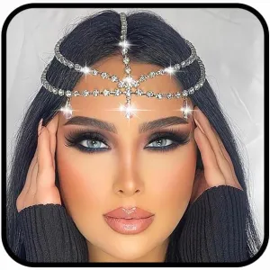 Wedding Head Chain Rhinestone Headpiece Jewelry Gold Silver Hair Chain Festival Holloween Costume Bridal Headbands Crystal Forehead Chain for Women