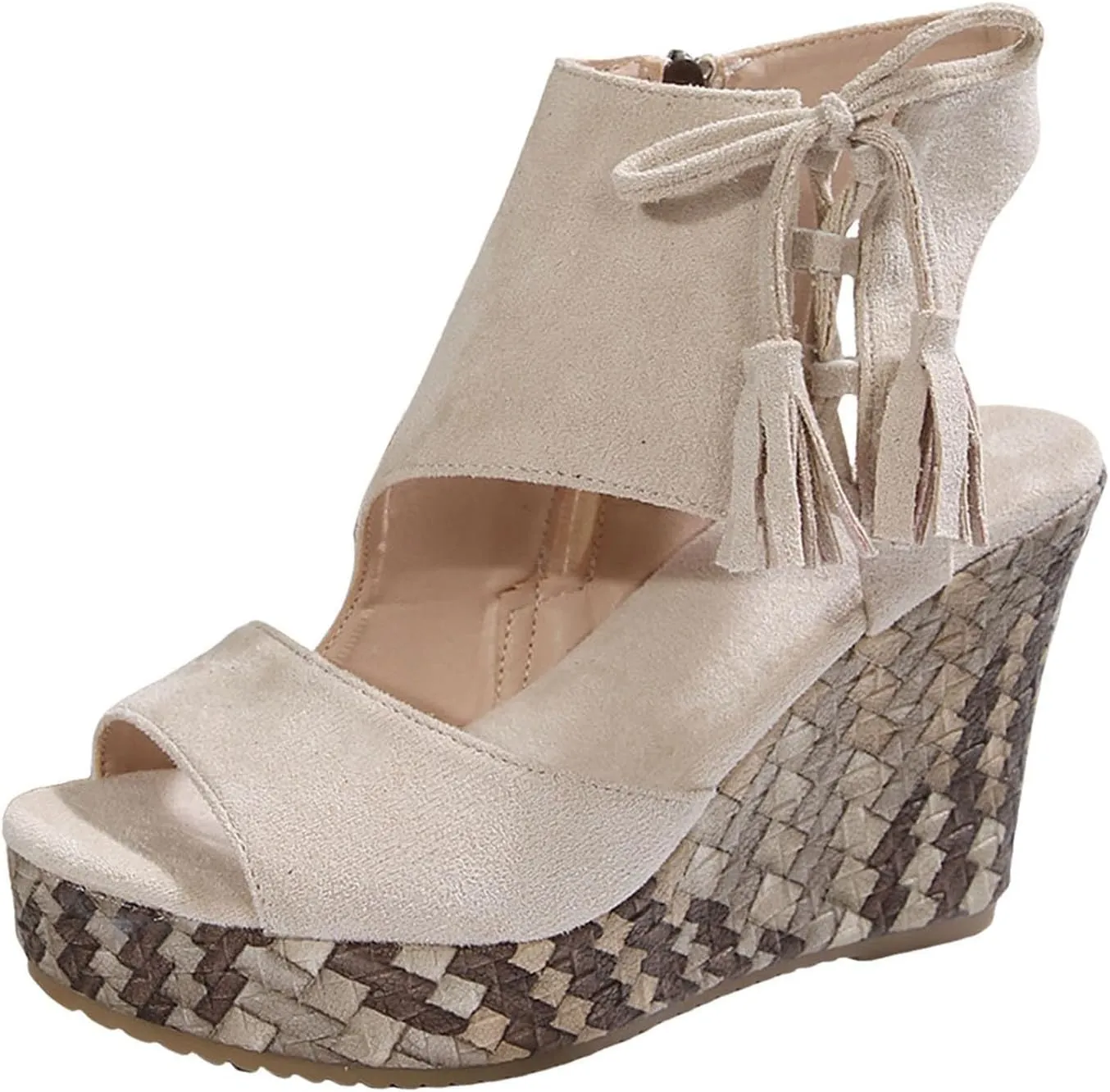 Wedge Sandals for Women Dressy Open Toe Comfy Casual Summer Breathable Beach Bohemia Roman Zipper Back Dress Platform Cutout Bohemian High Heel Buckle Ankle Strap Wedges Wide Width Dressy