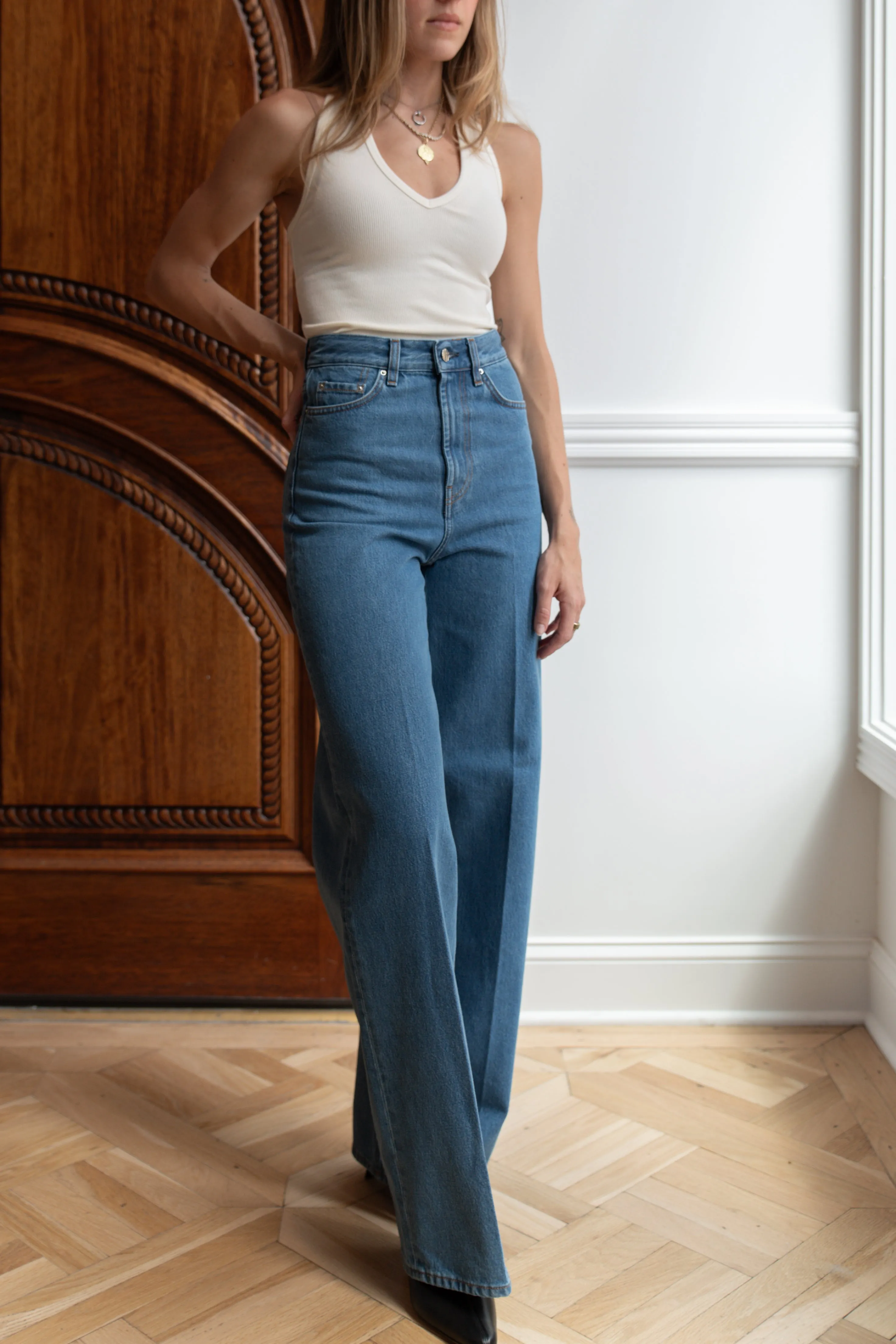 Wide Leg Denim in Vibrant Blue