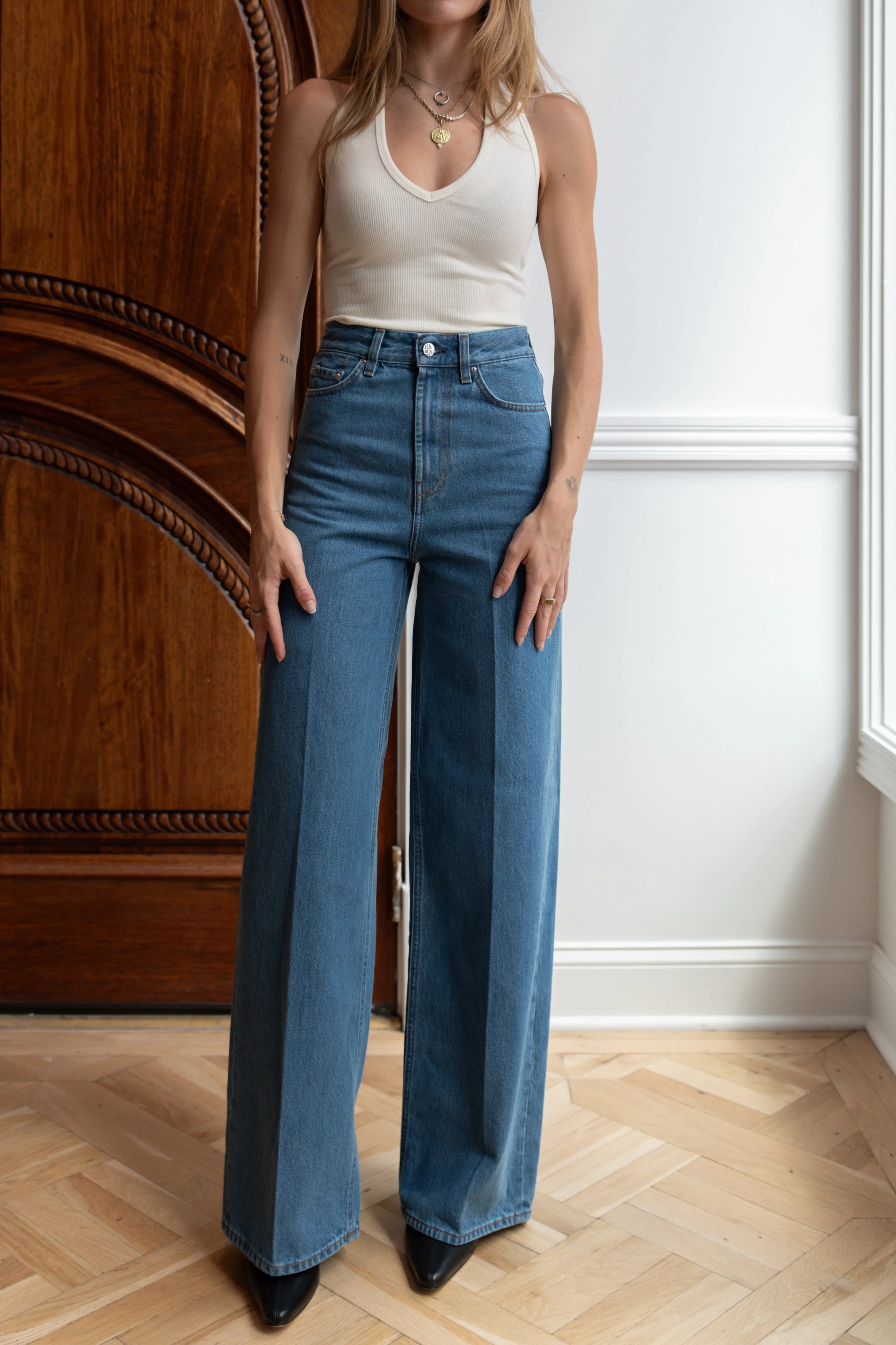 Wide Leg Denim in Vibrant Blue