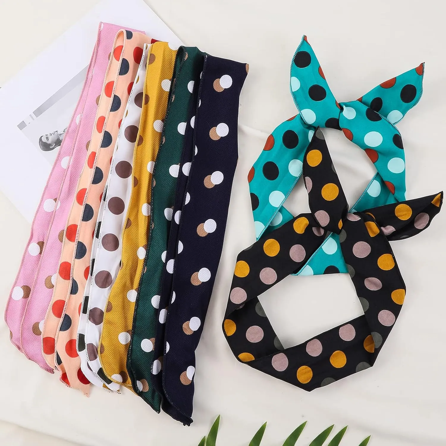 Wire Headbands for Women - Dot Twist Bow, Bunny Ears Headband, Fashion Wire Headwraps for Hair Bands, Holders & Accessories for Workout, Yoga, Running - Pack of 8