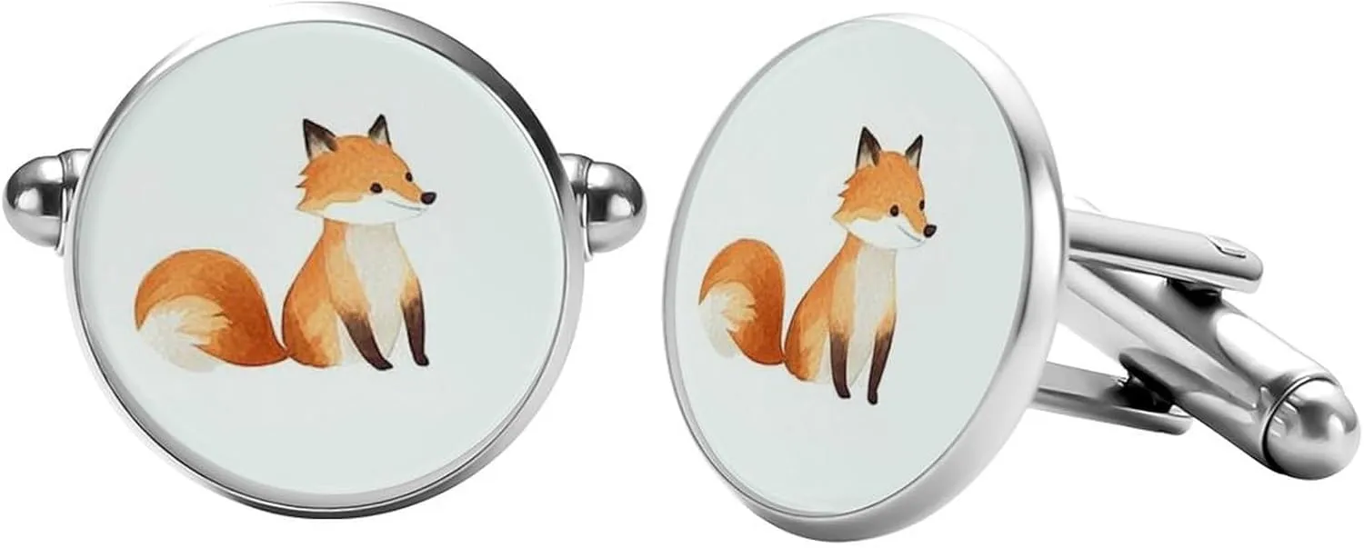 Wolf Moon Blue Cufflinks Personality Men's Shirt Cuff Links 2PCS Fashion Silver Round Accessories Gift for Men Woman Wedding Meeting