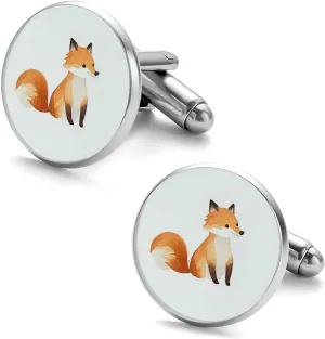 Wolf Moon Blue Cufflinks Personality Men's Shirt Cuff Links 2PCS Fashion Silver Round Accessories Gift for Men Woman Wedding Meeting