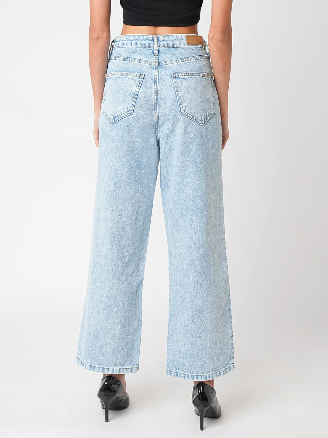 Women Blue High-Rise Wide Leg Jeans