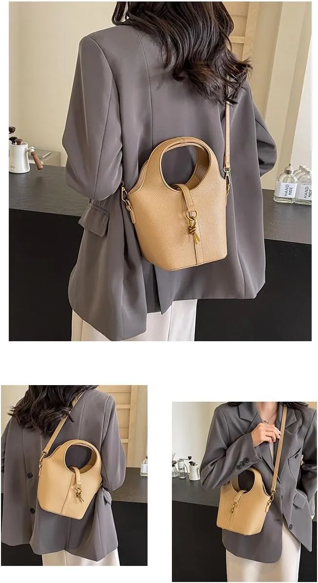 Women Bucket Bags Leather Hobo Bag Fashion Shoulder Crossbody Vintage Tote Small Handabg Purse