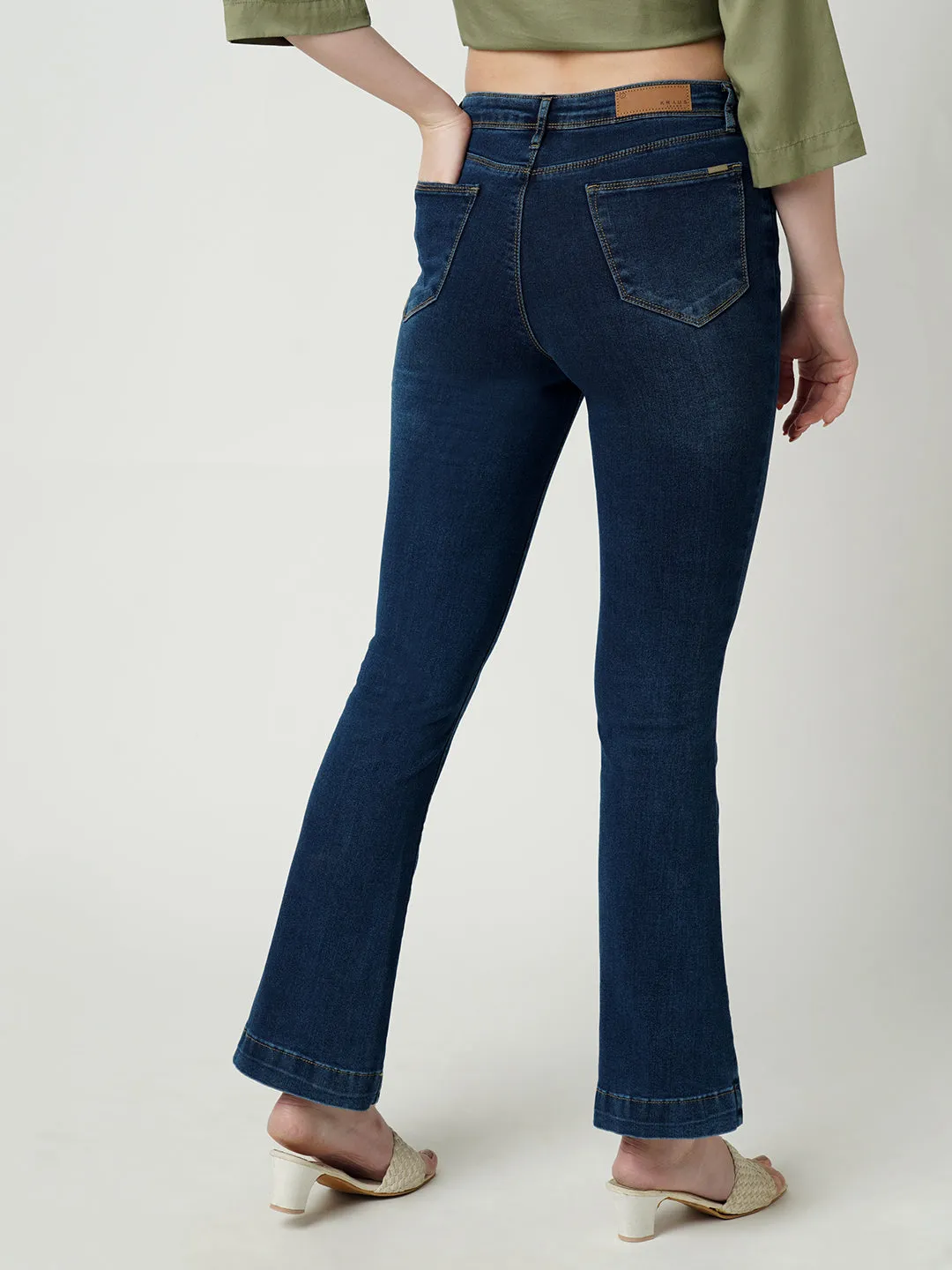 Women High-Rise Mini Flare Jeans