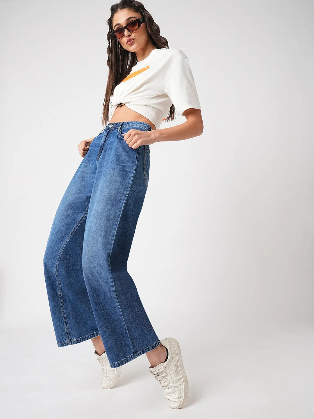Women High-Rise Wide Leg Jeans