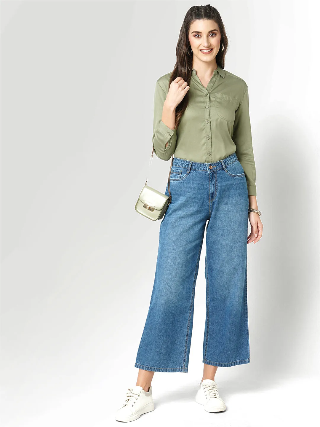 Women Mid-Rise Wide Leg Jeans