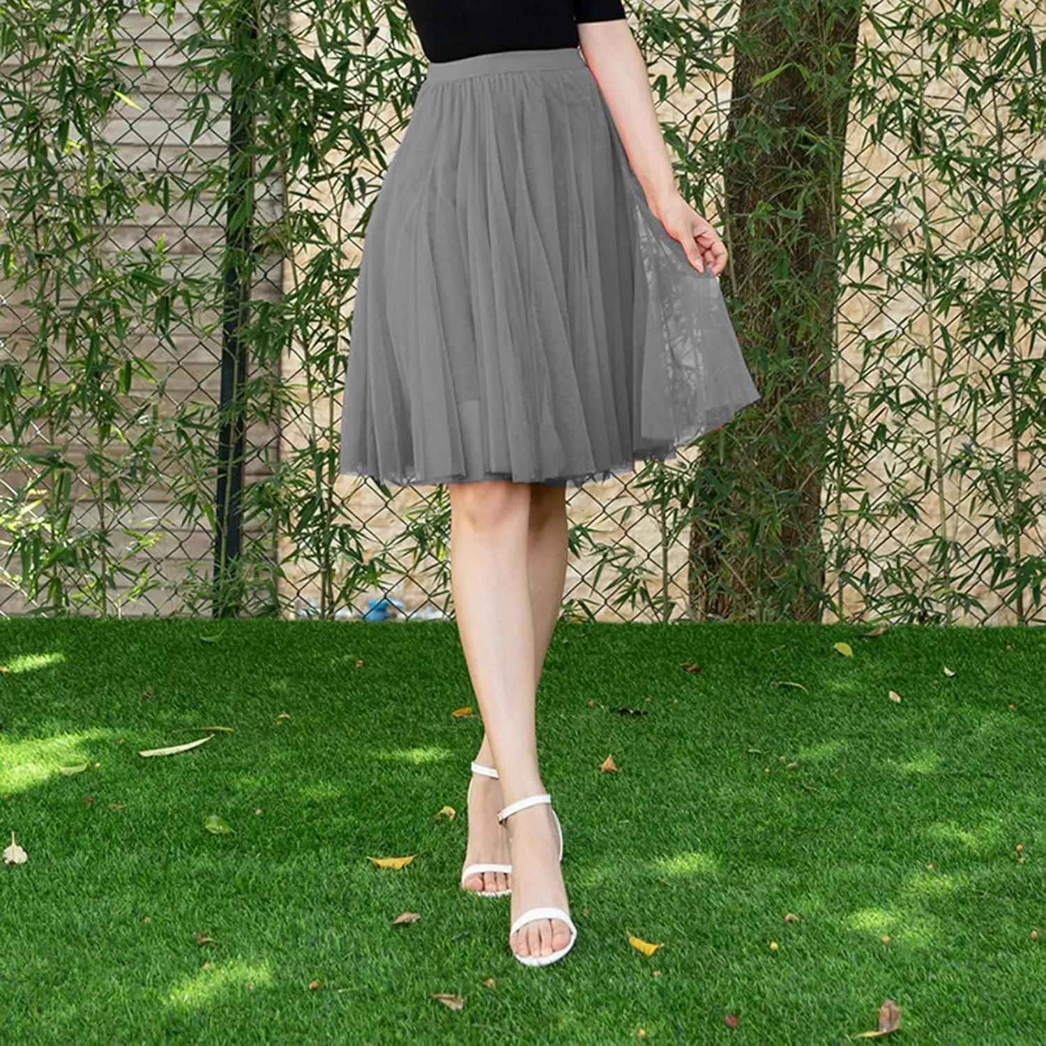 Women Midi Skirts Dressy High Knee Length Skirt Pleated Skirt Dancing Womens High Waist A Line Skirt for Summer