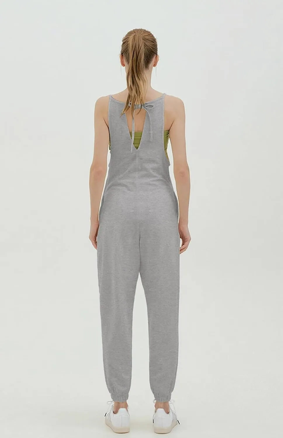 Women Sleeveless Jumpsuits Spaghetti Straps Harem Baggy Onesies Trendy Long Pants Overalls Rompers With Pockets