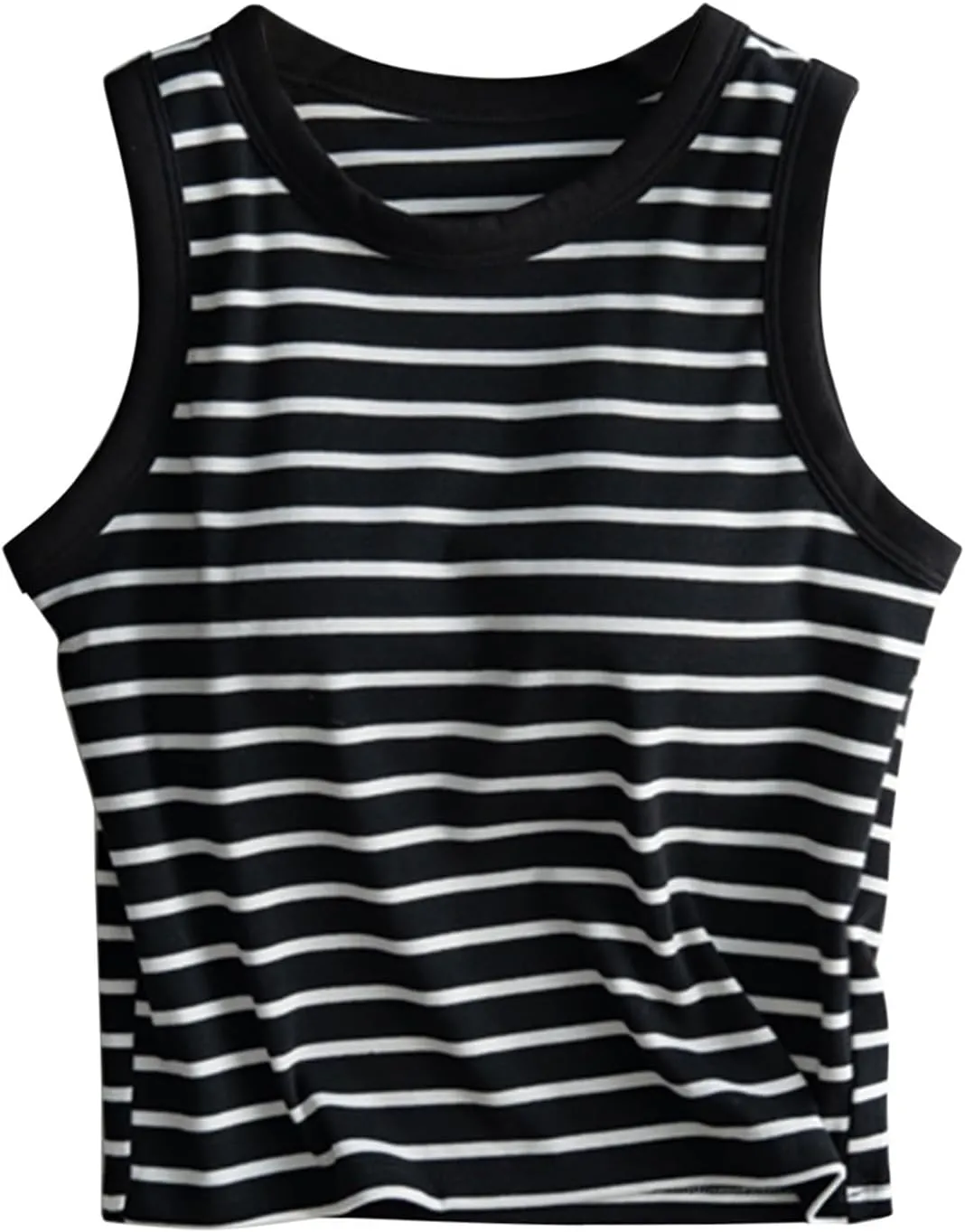 Women Tank Tops with Built in Bras Sleeveless Racerback Casual Basic Ribbed Shirts High Neck Slim Fit Tops
