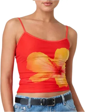 Women Y2K Floral Print Cami Top Summer Spaghetti Strap Going Out Top Slim Fit Scoop Neck Sleeveless Camisole