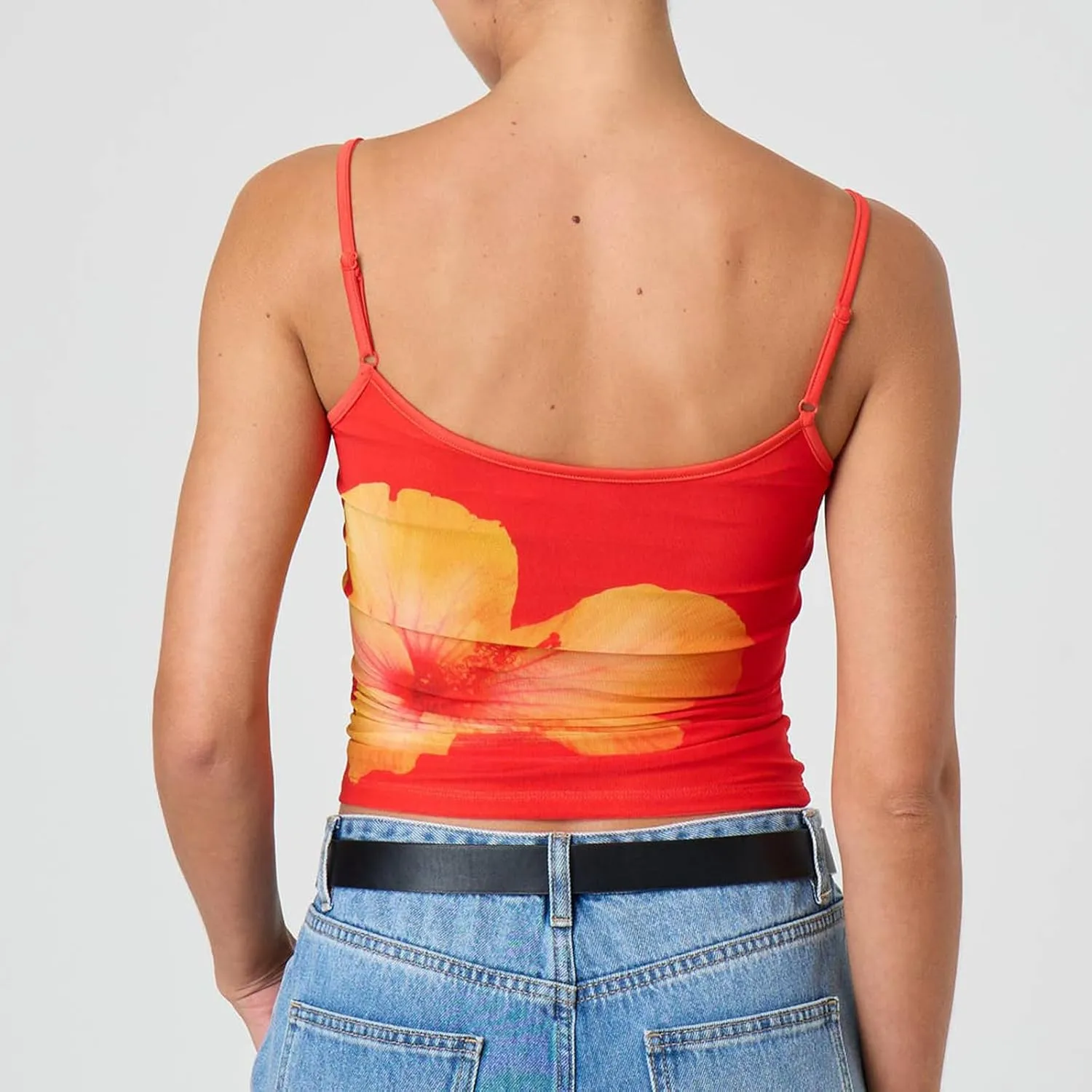 Women Y2K Floral Print Cami Top Summer Spaghetti Strap Going Out Top Slim Fit Scoop Neck Sleeveless Camisole