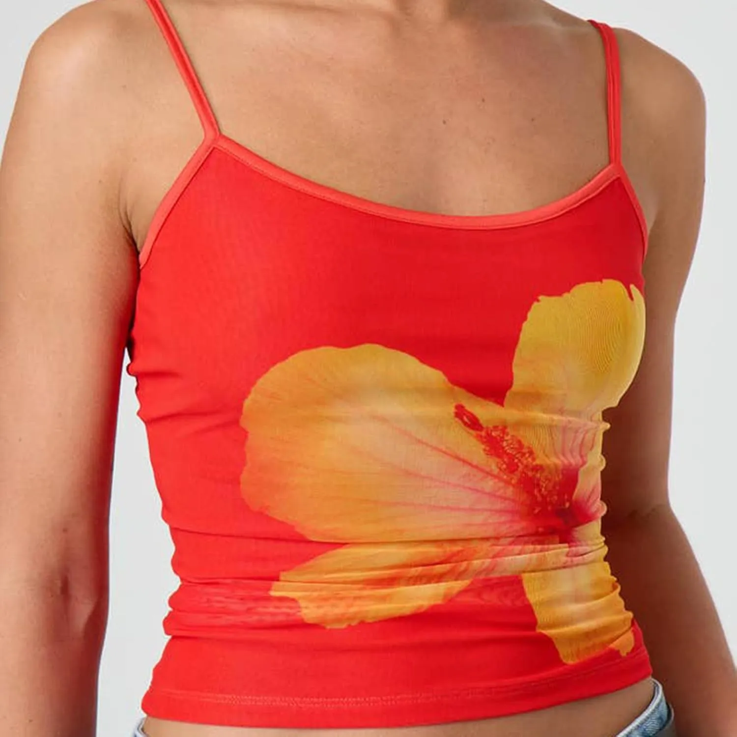 Women Y2K Floral Print Cami Top Summer Spaghetti Strap Going Out Top Slim Fit Scoop Neck Sleeveless Camisole