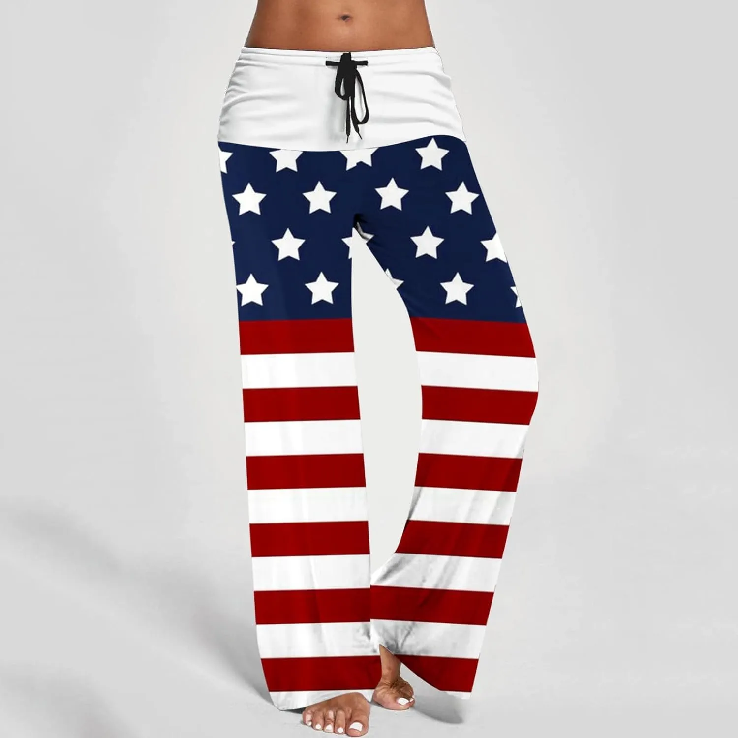 Women's Baggy Pants Independence Day Printed Y2K Streetwear Athletic Casual Pants Plus Summer Fashion Wide Leg Trouser