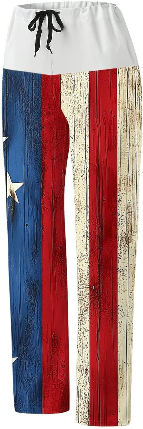 Women's Baggy Pants Independence Day Printed Y2K Streetwear Athletic Casual Pants Plus Summer Fashion Wide Leg Trouser