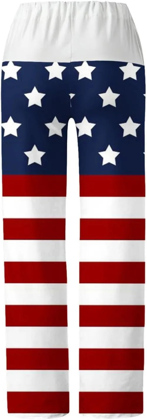 Women's Baggy Pants Independence Day Printed Y2K Streetwear Athletic Casual Pants Plus Summer Fashion Wide Leg Trouser