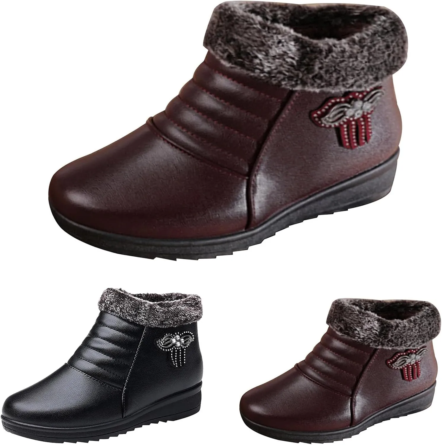 Womens Black Ankle Boots Fashion Boots for Women Fashion Boots for Women 2024 Trendy Fall Womans Winter Women'S Ankle Boots & Booties Flat White Ankle Boots No Heel