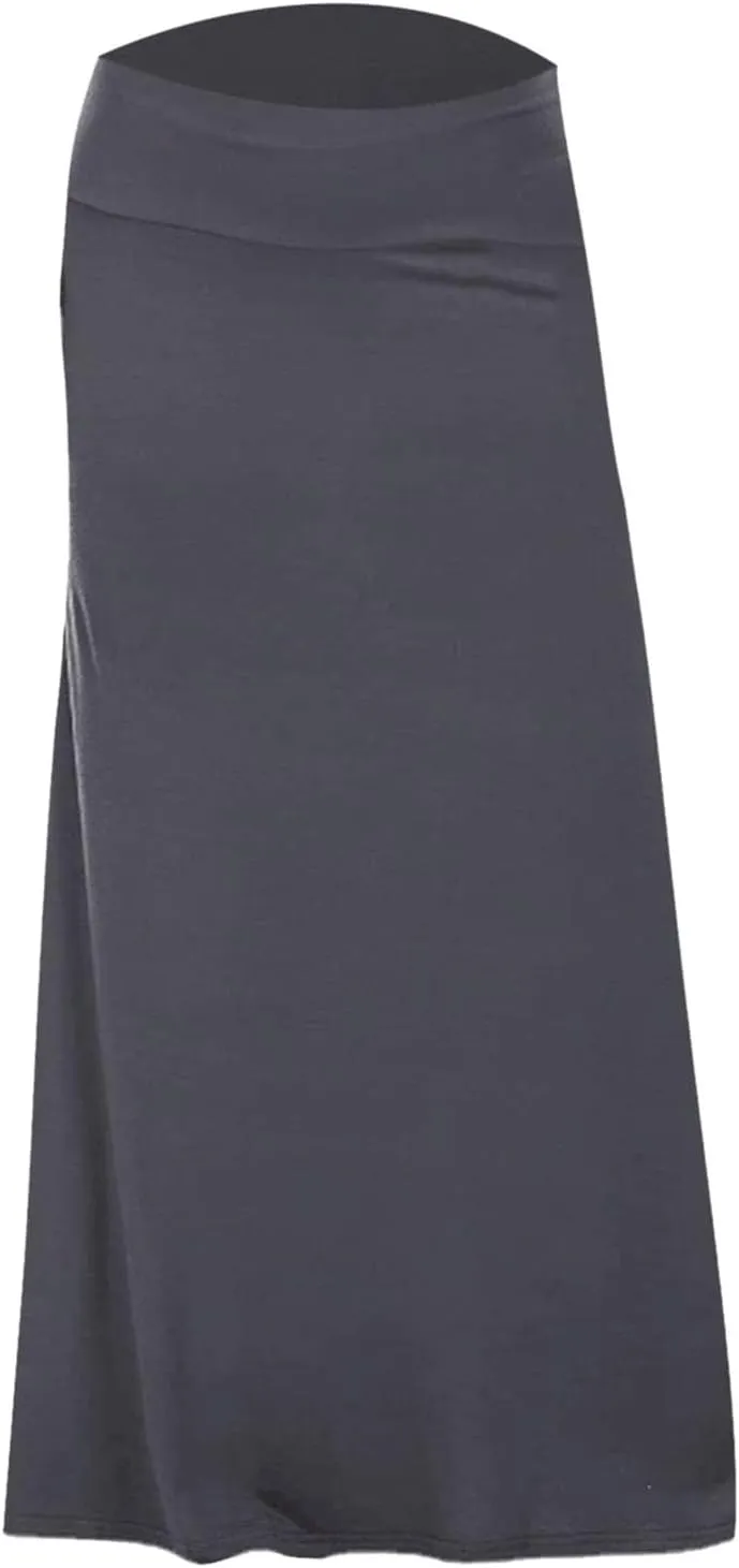 Womens Casual Maxi Skirts 2025 Summer Solid Color High Waisted Flowy A-Line Going Out Work Long Skirt