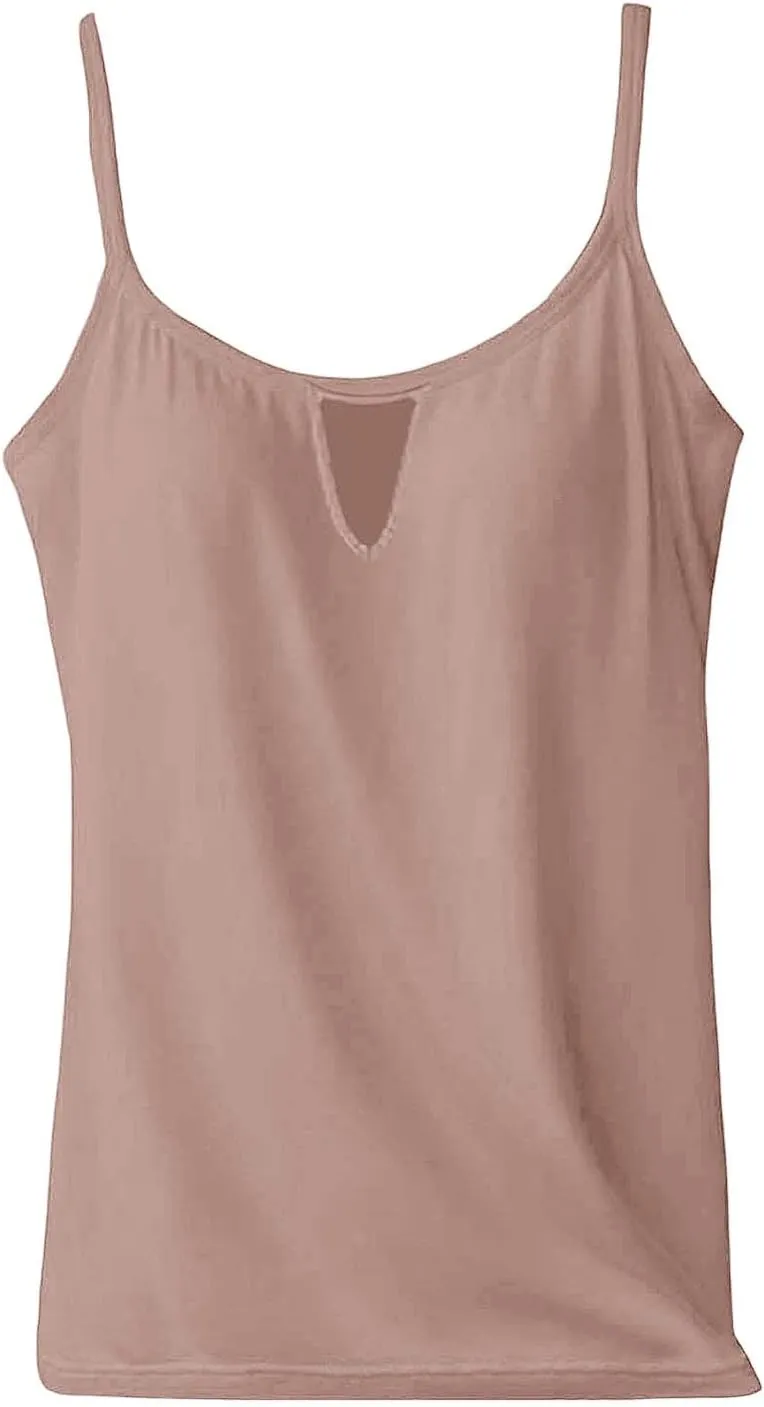 Women's Comfy Camisole Spaghetti Strap Racerback Tanks Casual Basic Sleeveless Open Back Cami Undershirt