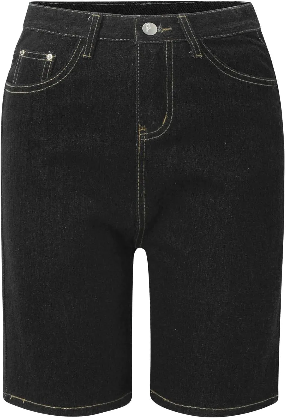 Women's Denim Shorts Trendy High Waisted Casual Summer Cropped Stretchy Bermuda Long Jean Shorts Straight Leg Pants