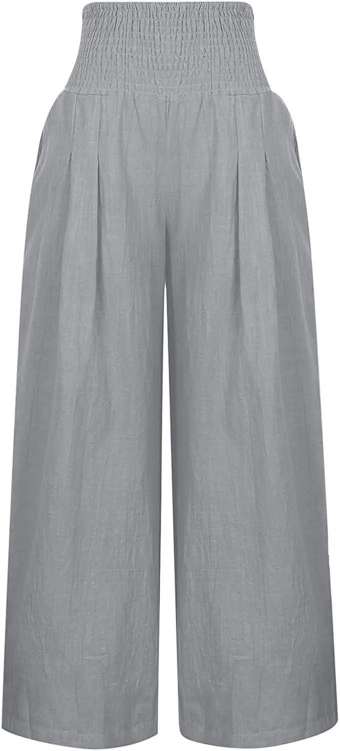 Women's Dress Pants Solid Wide Leg Casual Sport Trousers Straight Leg High Waist Pants Casual Trousers Sweatpants