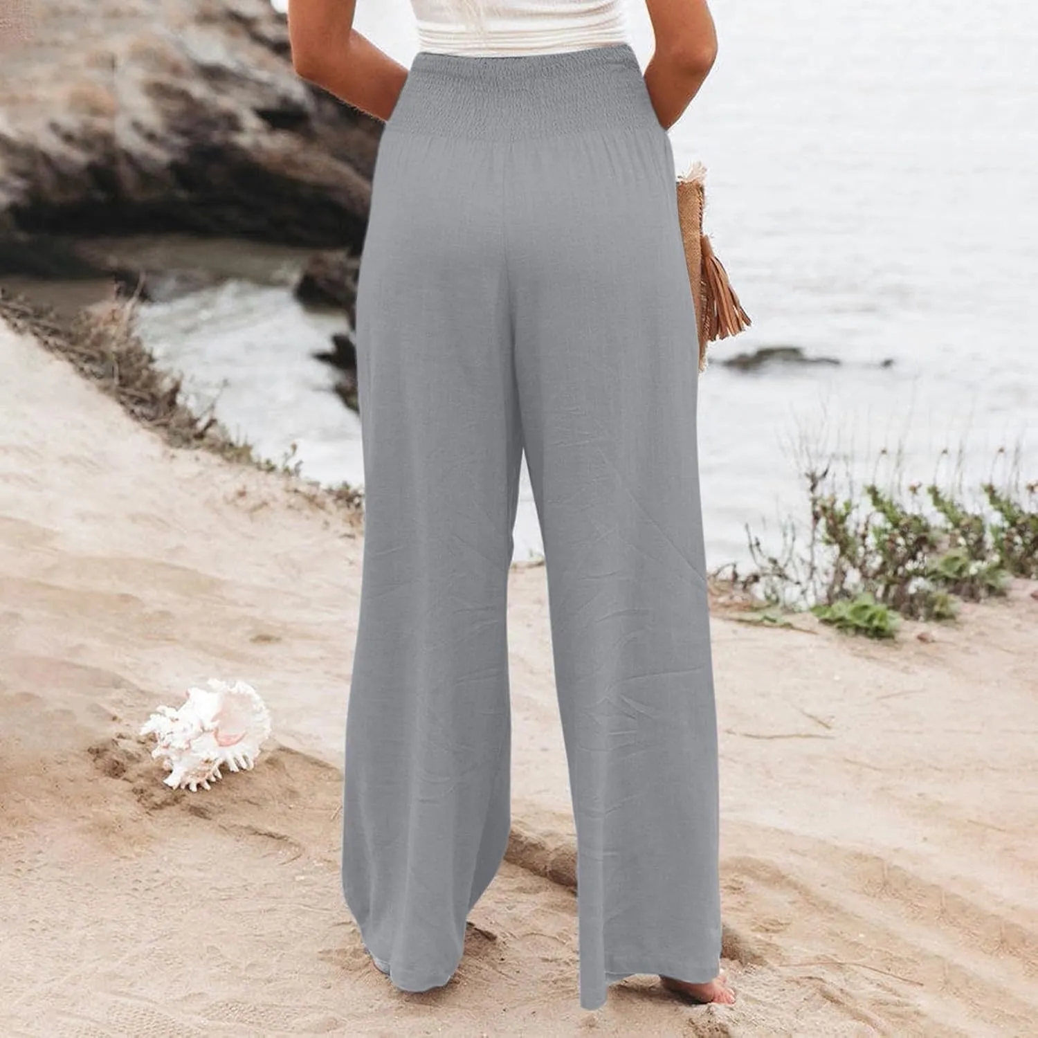 Women's Dress Pants Solid Wide Leg Casual Sport Trousers Straight Leg High Waist Pants Casual Trousers Sweatpants