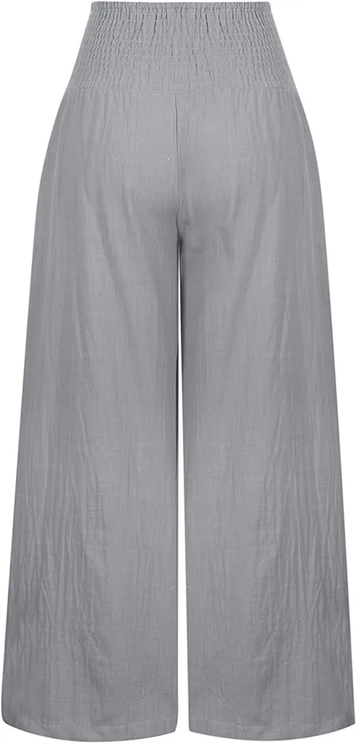 Women's Dress Pants Solid Wide Leg Casual Sport Trousers Straight Leg High Waist Pants Casual Trousers Sweatpants