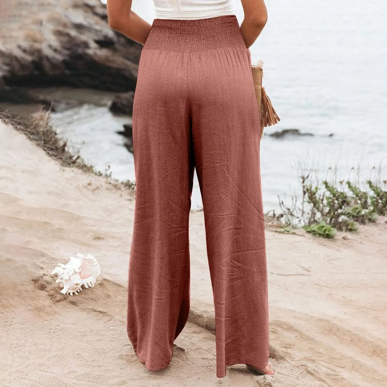 Women's Dress Pants Solid Wide Leg Casual Sport Trousers Straight Leg High Waist Pants Casual Trousers Sweatpants