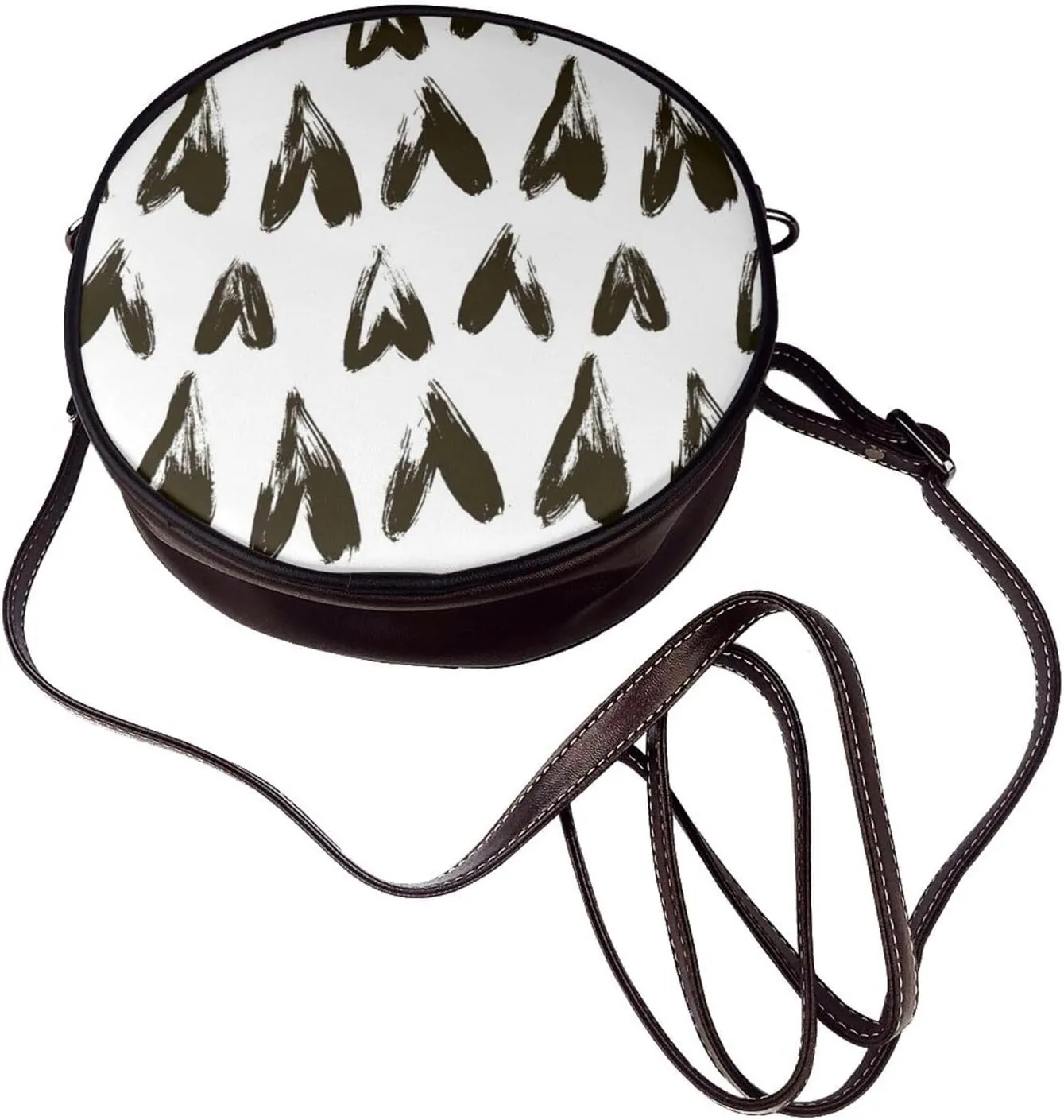 Women's Faux Leather Large Round Crossbody Purse Handbag Shoulder Bag for Travel