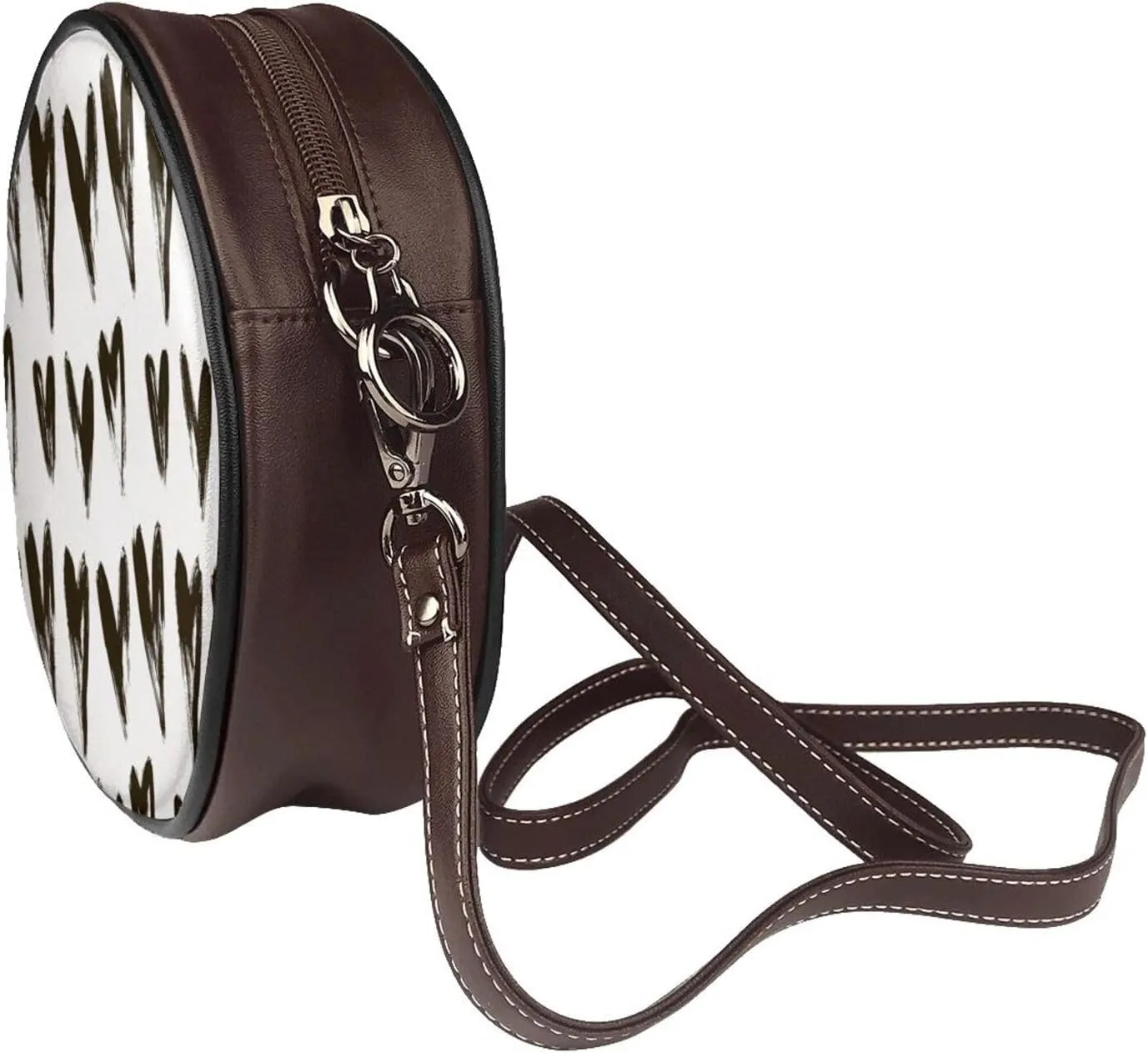 Women's Faux Leather Large Round Crossbody Purse Handbag Shoulder Bag for Travel