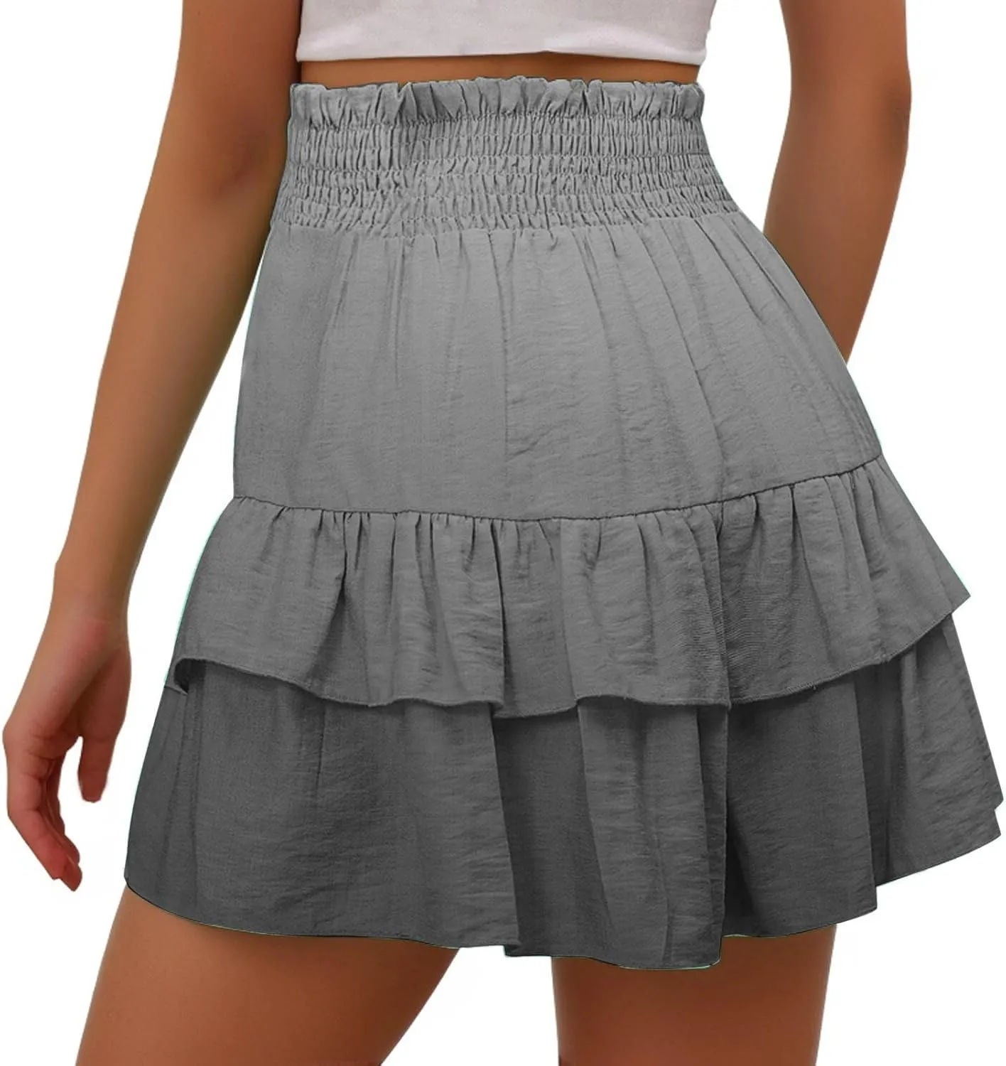 Womens Flowy High Waisted Shorts Summer Casual Ruffle Skorts Cute Mini Skirts Trendy Gradient Comfy Beach Short Pants
