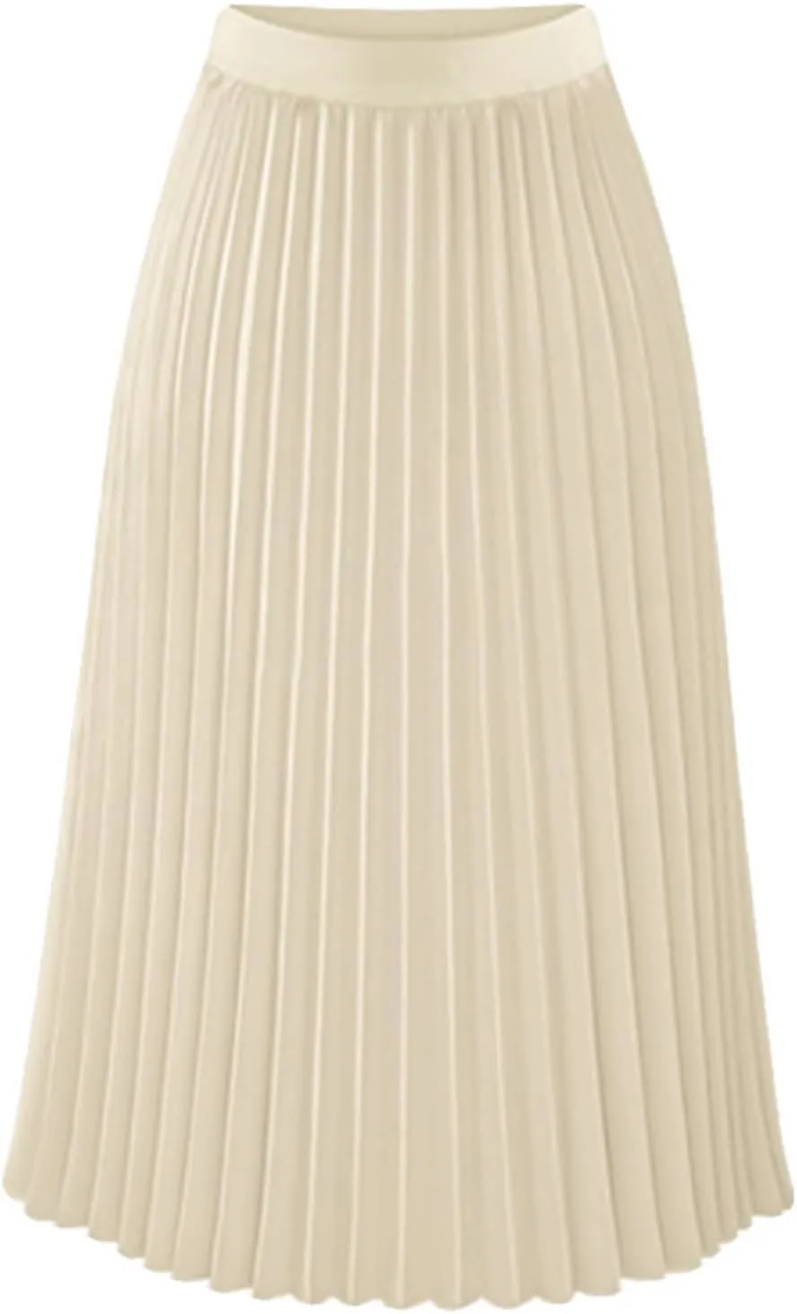 Women's High Waist Flowy Skirts Boho Swing Pleated A-line Midi Skirts Summer Casual Knee Length Beach Skirt