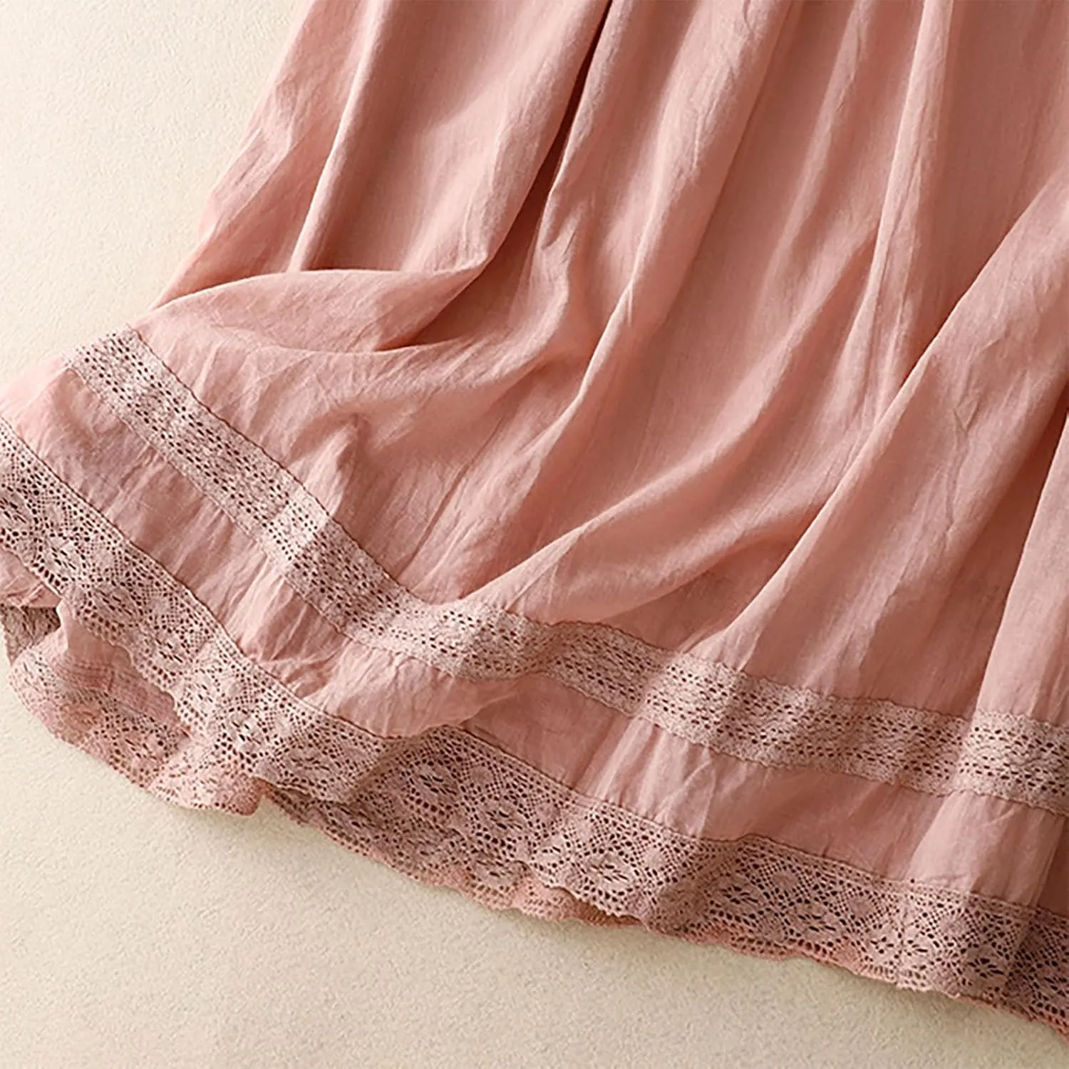 Women's Lace Cotton Linen Skirt Waist A Line Beach Flowy Long Skirts Comfy Summer Vacation Outfits 2025