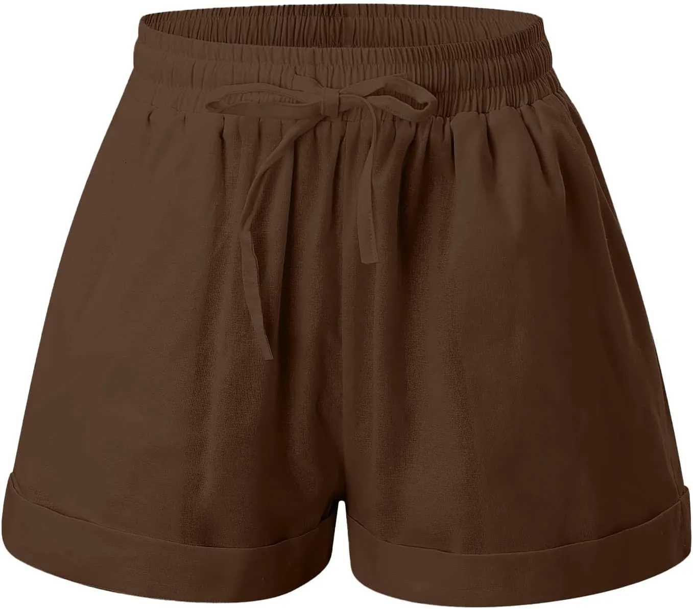 Women's Linen Shorts High Waisted Pleated Casual Bermuda Pants Lightweight Loose Wide Leg Workout Short with Pockets