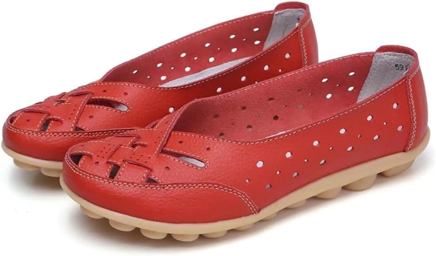 Women's Loafers & Slip-On Leather Flats Sandals Hollow Cutout Casual Comfort Walking Flat Moccasins Wide Width Breathable Comfortable Lightweight Driving Shoes Outdoor Work Office Going Out Footwear