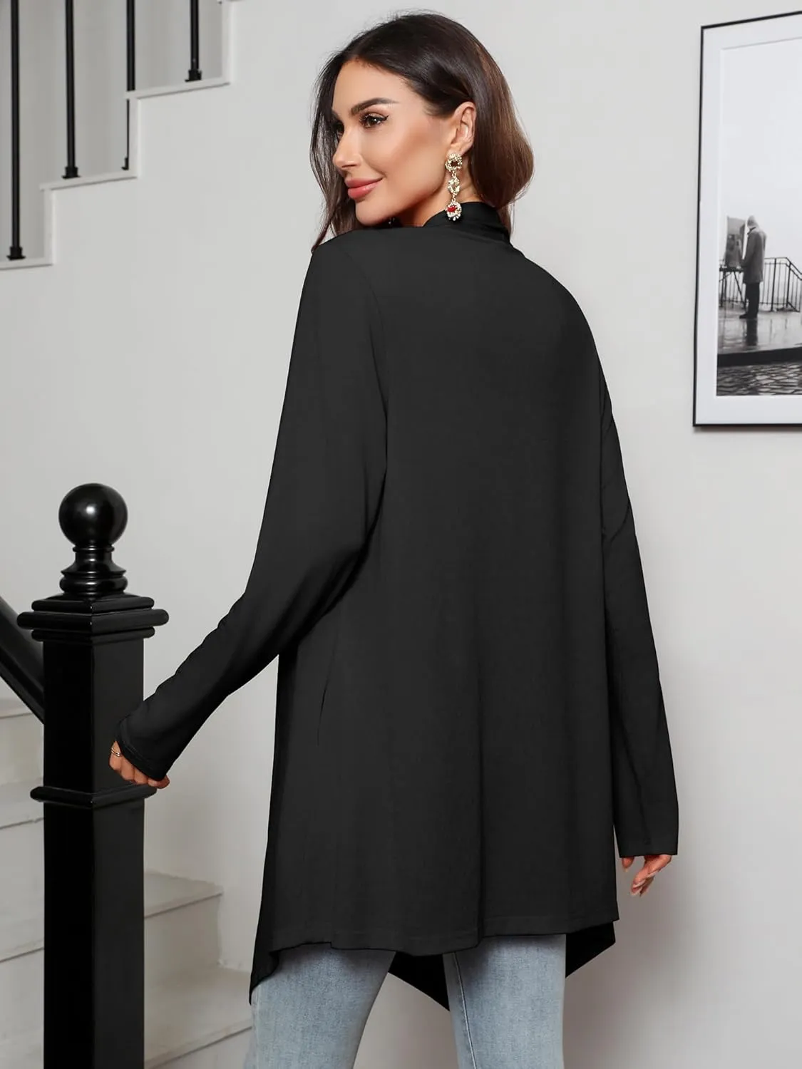 Women's Long Sleeve Cardigans Lightweight Open Front Casual Soft Drape Spring Summer Fall Cardigan S-3XL
