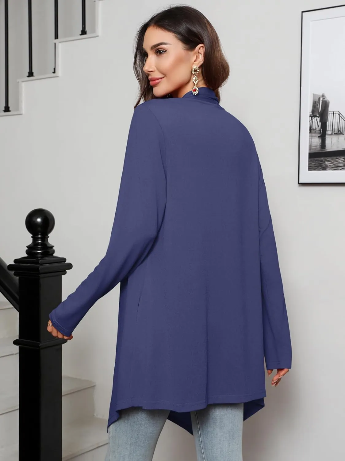 Women's Long Sleeve Cardigans Lightweight Open Front Casual Soft Drape Spring Summer Fall Cardigan S-3XL